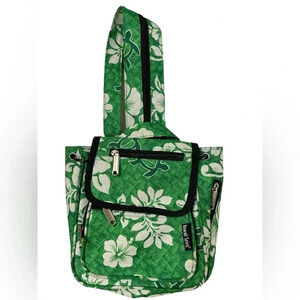 Hawaii Spirit Mini Backpack Green White Flowers Adjustable straps